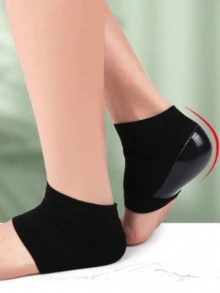 3 Pairs Silicone Moisturizing Socks, Unisex, Suitable For Dry, Cracked Heels - Black - View 3