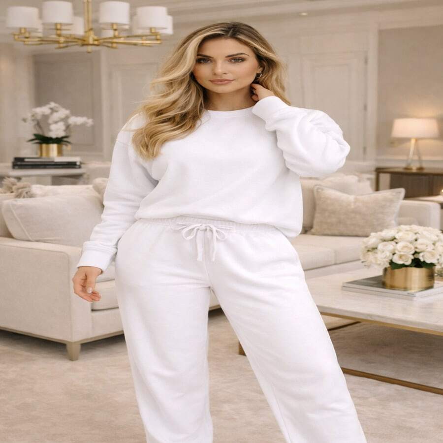 Luize Set Consisting Of Wide-Leg Pants And A Crew Neck Sweatshirt – Comfort And Fashion In One Look! - trắng - Xem 1