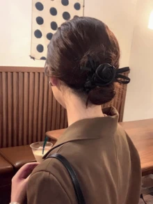 Satin Rose Hair Scrunchies, Bow Hair Ties, Elegant Ponytail Holders - Multicolor - View 3