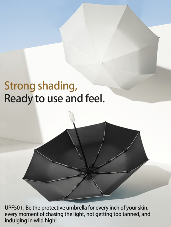 1pc Fully Automatic 16 Ribs Black Umbrella, Windproof Sun Protection Umbrella, UV Blocking Reverse Folding Compact Umbrella, Business Umbrella For One Person For School,Office,Household,Travel (Fabric Cover, Rib Color, And English Letter Pattern Design Randomly Assorted)