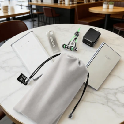 Drawstring Dustproof Bag, Bluetooth Earphone Bag, Thickened Storage Bag, Mobile Phone, Power Bank, Camera Pouch, Velvet Bag, CC Wireless Mouse