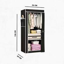 Simple Style Dustproof Fabric Zipper Wardrobe Organizer For Bedroom - 146X56X44 RANDOM - View 2