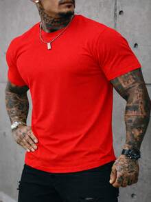 Men's Basic Crew Neck T-Shirt, Premium Cotton, 20 Color Options To Choose From - WHITE SHAPE - View 6