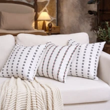 1pc/2pcs Black Cotton Linen Striped Throw Pillow Cover, Minimalist Modern Farmhouse Style For Living Room, Bedroom, Sofa, Home Decor, Suitable For All Seasons, Also Great As Gift - Kapok - Black - View 8