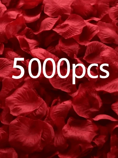 5000pcs Artificial Silk Rose Petals For Weddings, Red Rose Petal Decorations, Realistic Silk Rose Petals For Wedding Ambiance, Red Rose Petals, Rose Petal Decorations, Everlasting Rose Petals, Your Family's Roses, Romantic Wedding Decorations And Gifts Prepared For My Partner, Gift Box Fillers, Romantic Aisle And Room Decorations With Candles