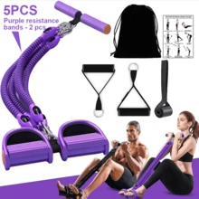 Foot Pedal Resistance Band, Adjustable Pedal Ankle Puller Resistance Band With Handle, Multifunction Home Gym Equipment, Stirrup Puller For Men Women For Full Body Exercise - Purple - View 1