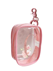 Portable Mini Transparent Zipper Storage Bag, Compact Multifunctional Storage Bag, Headphone Charger Storage Cassette Keychain, Transparent Travel Accessories, Exquisite And Compact, Suitable For Storing Small Items, Data Cable Storage Bag, Bracelet Storage Bag, Makeup Bag, Sparkling Pink Flower Letter A To Z Pattern (Zipper Style And Color Random) - Multicolor - View 23