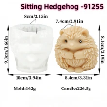 逼真3D坐姿刺猬蜡烛硅胶模具，可爱丰满动物造型，适用于肥皂树脂浇铸，不粘可重复使用DIY工艺模具，可用于制作香薰蜡烛和手工礼品 - A-白色 - 查看 11