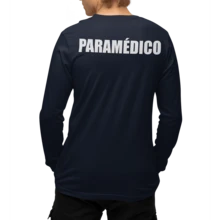 Playera manga larga de algodón de hombre para paramédico con estrella de la vida - Azul Marino - Ver 2