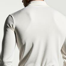 Men's Ribbed Long-Sleeve Polo Shirt With Zipper, Premium Knit - 白色 - 查看 2