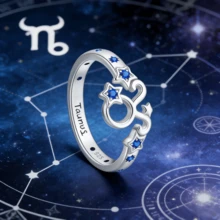 女士金牛座星座星形戒指，925纯银镶嵌蓝色立方氧化锆，开口可调节，星座图案，精致简约的星空饰品，适合日常佩戴或派对礼物 - 藍色 - 查看 9
