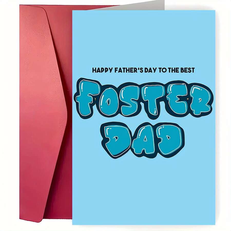 A Retro And Touching Father'S Day Card, Wishing The Best Foster Father A Happy Father'S Day, Holiday Gift, Birthday Card, Funny, Blank Inner Page, Can Be Handwritten, Father'S Day Greeting Card With Envelope