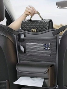 Tas Penyimpanan Tengah Jok Mobil Kulit Dua Sisi, Isolasi Keamanan Anak, Dapat Disesuaikan untuk Sebagian Besar Kendaraan - sumbat celah kulit mikrofiber - View 11