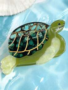 1 件新款海洋系列海龟发夹，醋酸纤维卡通可爱发爪发夹配饰女士时尚发饰动物爪夹秋冬度假装女士 - 彩色 - 查看 11