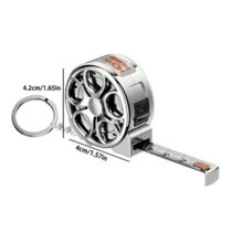 1pc Mini Keychain Retractable Tape Measure 78.74 Inch Steel Ruler, Metric & Imperial Dual Scale, Multifunctional Steel Tape Measure Gift - Multicolor - View 6