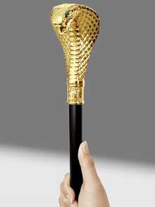 1pc Dual-Tone Metallic Snake-Shaped Walking Cane, Rhombus Retro Pattern Foil Print, Mediterranean Metal Material, Gothic Anime Cosplay Scepter, British Gentleman's Cane, Suitable For Daily Use, Great Gift - Multicolor - View 10