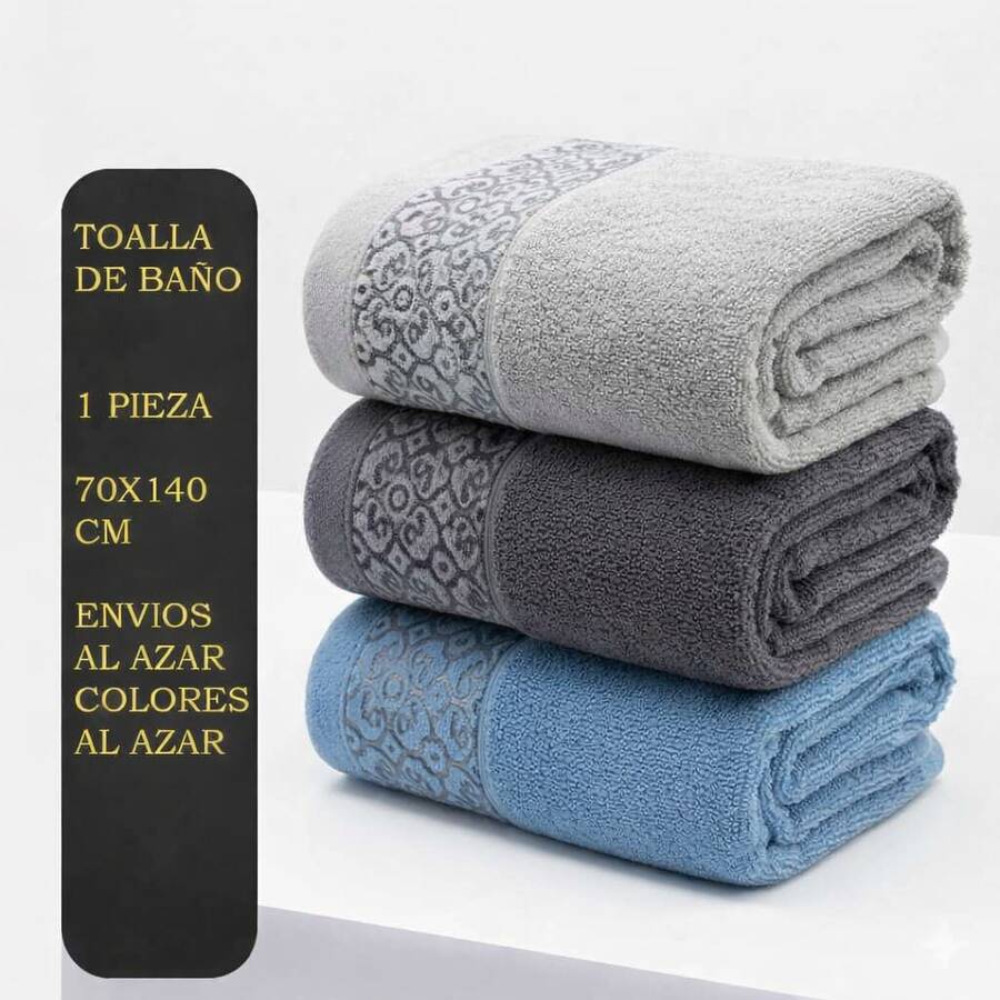Toalla de Baño - Suaves al Tacto - 1 Pieza al Azar - Hermosos Colores - Cenefa y Relieve. Colores al azar en el envio.