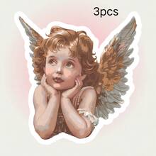Vintage Angel Resting Chin On Hand Sticker, Artistic Retro Style Decorative Sticker, Waterproof Vinyl Sticker - Matte Surface, Self-Adhesive Bumper Sticker, Suitable For Cars, Windows, Laptops, Trucks, Water Bottles - Multi-Purpose Design, Car Sticker - Vinyl - View 10