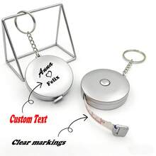 Metallic Soft Ruler, Plastic Soft Ruler, Customized Soft Ruler, Customized Name, Gift Soft Ruler, Personalized Wedding Party Favor Gift, Round Pocket Tape Measure Keychain, Retractable Household Measuring Tape, Easy-To-Read Measuring Tape - Grey - View 1