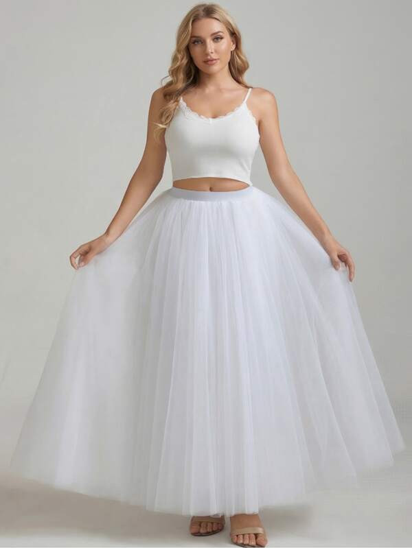 One-Piece Extra Long Tulle Dress With Detachable Ribbon, Suitable For Prom, Halloween, Cosplay, Evening Wear, Valentine's Day, Autumn Women's Clothing