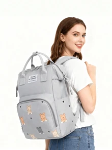 Oaoleer 1pc Multi Functional Travel Diaper Backpack Maternity Baby Diaper Changing Bag Large Capacity Waterproof Oxford Cloth Diaper Bag Backpack With Practical Pockets Stroller Compatible Cute Cartoon Design Ideal Mother's Day Gifts New Mom Gifts - Multicolor - View 2