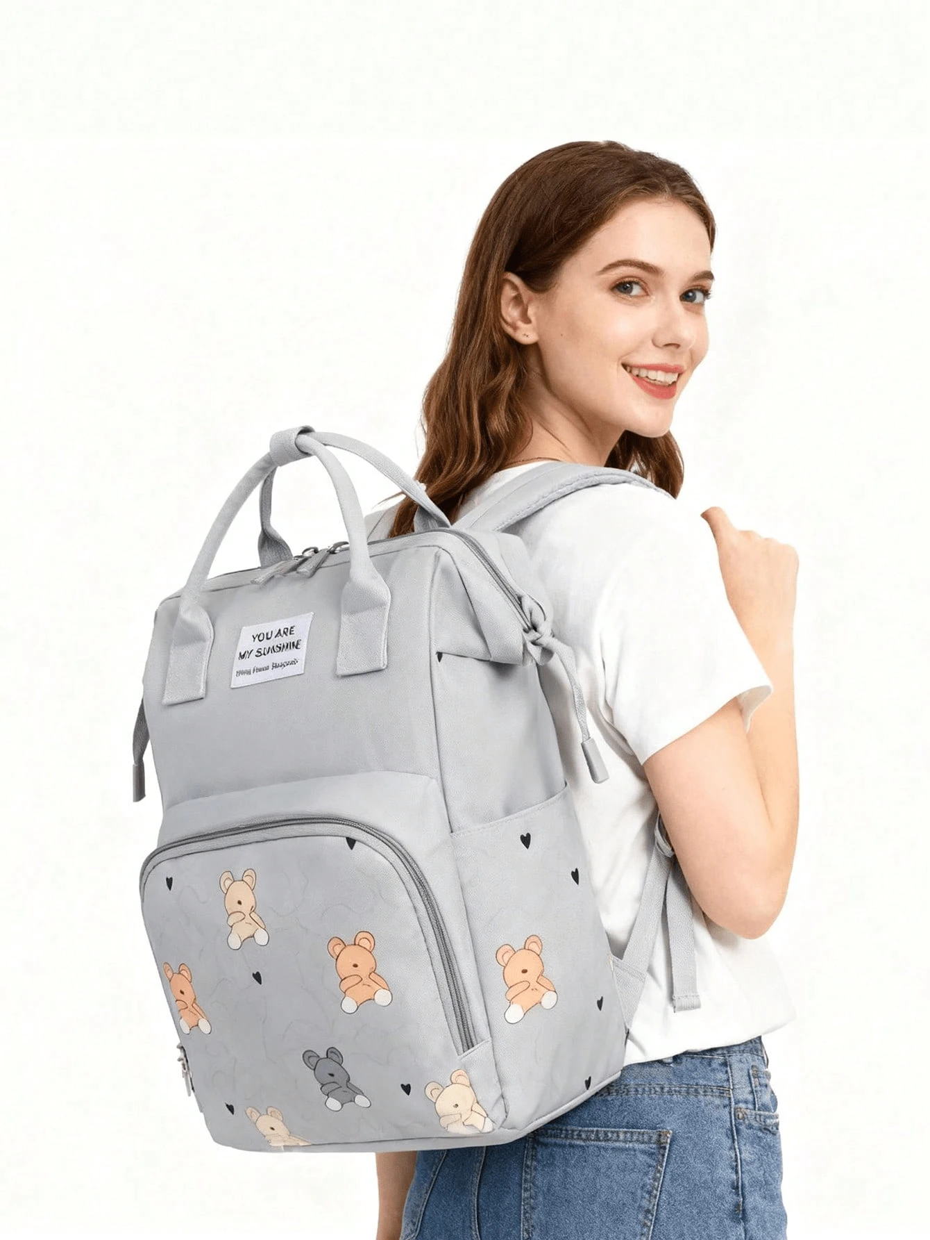 Oaoleer 1pc Multi Functional Travel Diaper Backpack Maternity Baby Diaper Changing Bag Large Capacity Waterproof Oxford Cloth Diaper Bag Backpack With Practical Pockets Stroller Compatible Cute Cartoon Design Ideal Mother's Day Gifts New Mom Gifts