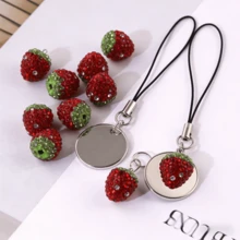 20pcs Red Strawberry & Cherry Clay Rhinestone DIY Jewelry Making Materials For Earrings, Bracelets, Necklaces - Red - Strawberry - View 3