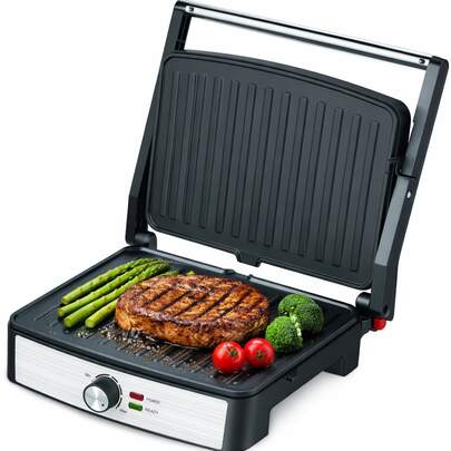 Griglia e piastra elettrica per panini da 2200 W (2 in 1) | Angolo di apertura a 180° | Doppia funzione di riscaldamento, piastre antiaderenti, griglia multifunzione per la cucina