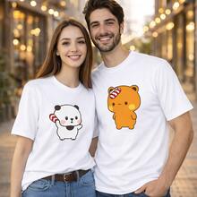 Camiseta con diseño de pareja de pandas y osos adorables, camisetas blancas a juego con estampados de dibujos animados para uso diario, regalos de cumpleaños, regalos de Halloween o como camiseta conmemorativa para amigos o seres queridos. También adecuada como suéter. Entrega rápida. - Hombre Blanco - Ver 1