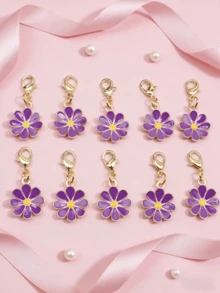 10Pcs Four‑Leaf Clover Fortune Keychain,Lucky Shamrock Charm Keyring.Perfect Gift For Graduation,Wedding,Various Ceremonies And Packaging Decorations. - Purple Eight-petaled Flower a - View 5