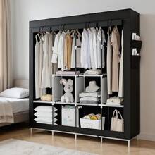 Folding Wardrobe Closet For Organizing Clothes With Zipper - 170X45X170 BLACK - View 3