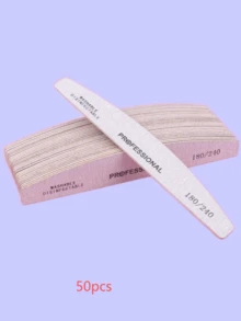 5 piezas de limas de uñas en forma de media luna de 100/180 granos, bloques de pulido de uñas de doble cara con papel de lija, lavables y reutilizables, adecuados para uñas naturales, uso doméstico y salón - Gris Claro - Ver 22