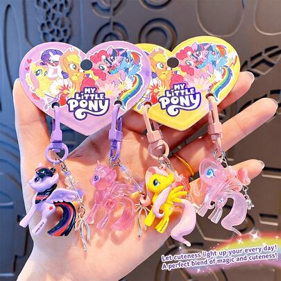 MY LITTLE PONY 2pcs/Set Cartoon Cute Keychain Set (1 Pair), Transparent Design With Adorable Twilight Sparkle And Rainbow Dash Bag Charms. This Colorful Themed Accessory Is Perfect For Hanging On Bags Or Keychains, An Ideal Gift For Holidays, Parties, Friends And Family.