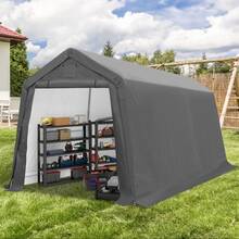 Outdoor Storage Shed Tent,Heavy-Duty Portable Canopy,Waterproof Carport Garage Shelter With Roll-Up Zipper Door & Vents, UV-Resistant Canopy For Motorcycle, Bike, Lawn Mower, Tools, Gray - A - 查看 11