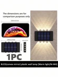 1 đèn LED tường năng lượng mặt trời 10 bóng/8 bóng/6 bóng, đèn LED ngoài trời năng lượng mặt trời, trang bị 10 bóng LED, chiếu sáng lên và xuống, tùy chọn ánh sáng trắng ấm/trắng, thích hợp cho ngoài trời, sân, vườn, hành lang, trang trí tường. - nhiều màu - Xem 17