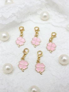 10个四叶草幸运钥匙扣，圣帕特里克节、毕业典礼、婚礼、庆祝活动和包装装饰的完美礼物，学习用品 - 淺粉色 - 查看 2