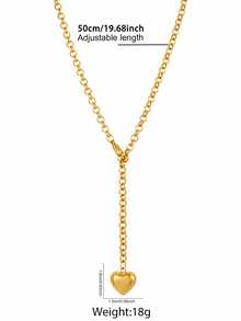 不锈钢女士项链 时尚奢华小丑高品质Y型链爱心吊坠项链 女款，细链心形吊坠 复古港式设计 适合日常街头/约会风格/节日礼物首饰。 - 項鍊 - 查看 4