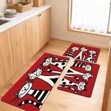 1/2/3pcs Soft & Cute Cat Pattern Rugs, Suitable For Kitchen, Entrance, Bedroom, Living Room, Bathroom, Foyer, Balcony, Etc. Wear-Resistant, Anti-Slip, Easy To Clean, High-End Quality. Thickened, Wear-Resistant, Anti-Slip, Soft & Skin-Friendly Carpet - Multicolor - View 1