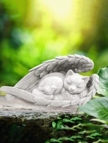 宠物纪念品礼品，树脂宠物纪念雕像，“永恒守护天使”纪念品礼品（灰色） - E - 查看 10