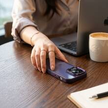 DECOPHONE Premium Metal Lens Rim Purple Frame Transparent Phone Case, Minimalist Shockproof Acrylic Protective Cover, Unisex, Suitable For IPhone 16/15/14/13/12 Pro Max Series - Purple - View 3