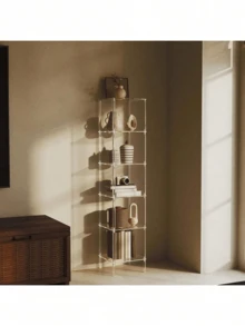 4-6层透明亚克力书架，小型家用书柜，独立转角置物架，适用于客厅、卧室、浴室、小空间，可作展示架 - 彩色 - 查看 10