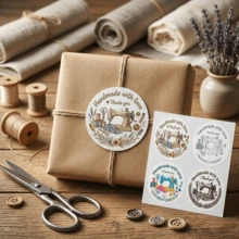 60/120pcs Sewing Machine Themed Handmade Thank You Stickers, Small Business Packaging Sealing Stickers, Quilting Craft Gift Labels, Round Stickers With 4 Patterns - Round - View 8