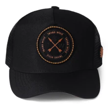 Trucker Country Texas Wind Curved Brim Cowboy Mesh Hat - Black/Orange - View 9