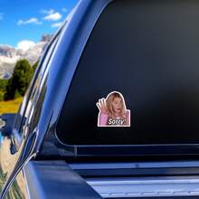 对不起！白莲花女孩贴纸，趣味道歉装饰贴纸，防水乙烯基贴纸 - 耐用哑光表面，自粘式保险杠贴纸，适用于汽车、窗户、笔记本电脑、卡车、面包车、水瓶 - 多用途耐用设计，汽车贴花 - 乙烯基 - 查看 7