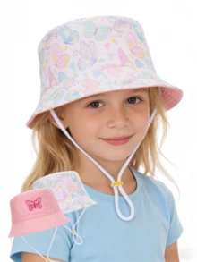 Mũ tai bèo thêu hình trái tim cầu vồng cho trẻ em, kiểu dáng tối giản, đa năng, chống nắng, thích hợp cho mùa xuân/hè. - 1PC - Xem 2