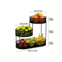 Senmeo 1-Pc Multi-Tier Luxury Metal Fruit Basket - Elegant Design, Living Room/Coffee Table Use, Fruit/Snack Holder, Sturdy - Black - View 3