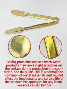 半把香槟金不锈钢夹子，9英寸易握设计，是自助餐和派对的理想之选 - 金色 - 查看 9