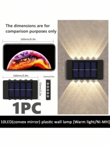 1 đèn LED tường năng lượng mặt trời 10 bóng/8 bóng/6 bóng, đèn LED ngoài trời năng lượng mặt trời, trang bị 10 bóng LED, chiếu sáng lên và xuống, tùy chọn ánh sáng trắng ấm/trắng, thích hợp cho ngoài trời, sân, vườn, hành lang, trang trí tường. - nhiều màu - Xem 13