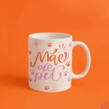 Caneca de Porcelana Branca Mãe de Pet com Patinhas - Branco - Visão 4