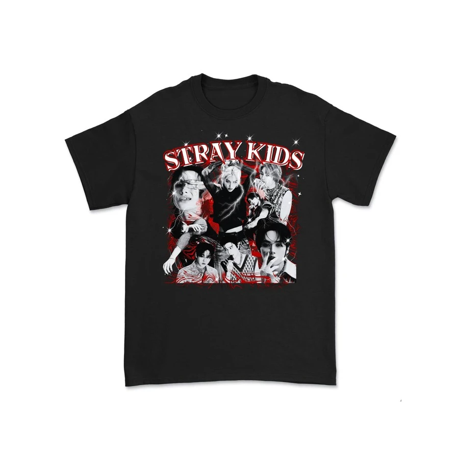Vintage 90s Bootleg Style Straykid T-Shirt, Retro Stray Kid T-Shirt, Straykid Gifts For Man And Women Unisex T-ShirtExclusive T-Shirts For Premium Fans Unisex Casual Short-Sleeved Tees A Must-Have For Fans Suitable For Festivals, Parties, Homewear, Daily Commutes, Back-To-School Outfits And Concert Looks Printed And Shipped In The USA 100% Cotton T-Shirts Opaque, Versatile Basic Tees Premium Fan-Exclusive T-Shirt – Hip-Hop Music & Culture Themed, Unisex Casual Short Sleeve, Rap Star Graphic, Y2K Style, Fun Christmas & New Year Design. Ideal For Holidays, Parties, Loungewear, Daily Commutes, Back-To-School & Concerts. Printed And Shipped In The USA. 100% Cotton, Opaque, Versatile Basic Tee. - 黑色9 - 查看 1